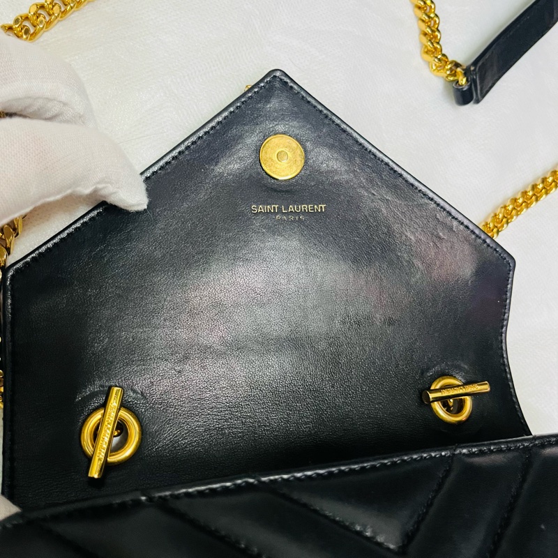 YSL 黑金流蘇包/斜背包/手機包-14