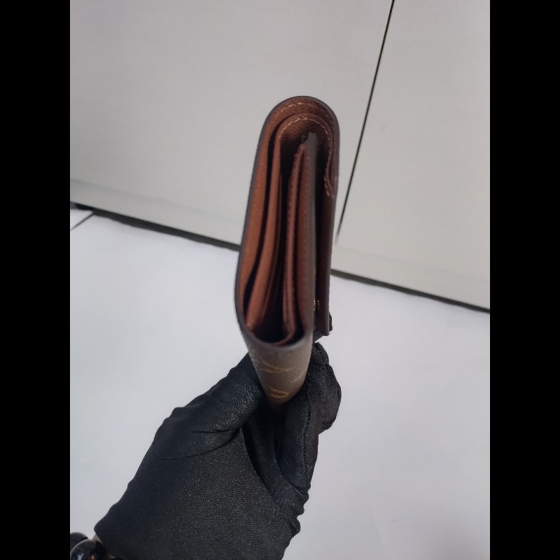 LV 金釦老花3折短方夾-6