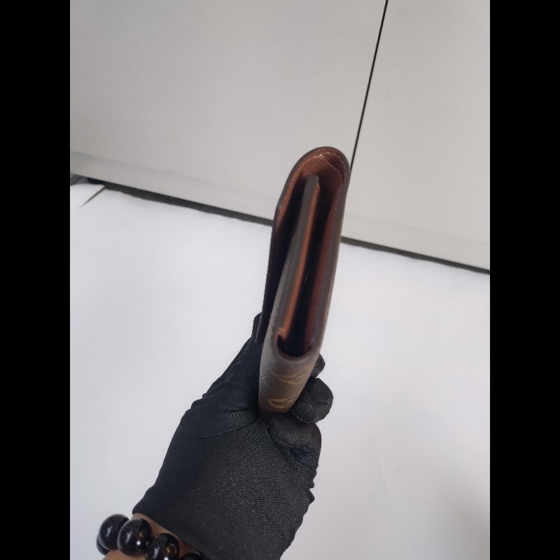 LV 金釦老花3折短方夾-7