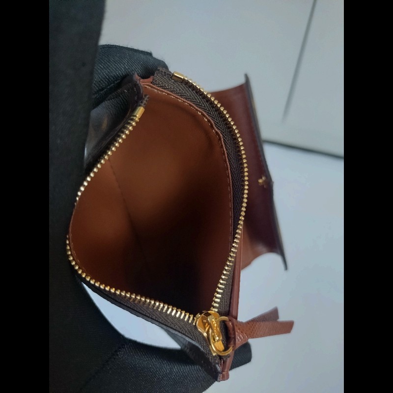 LV 金釦老花3折短方夾-12