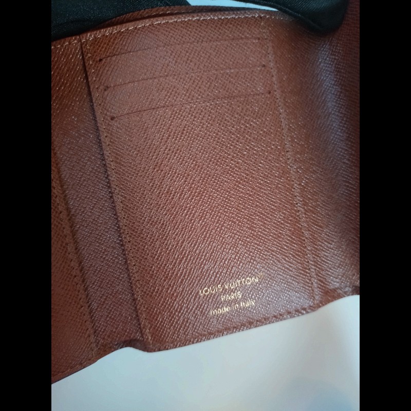 LV 金釦老花3折短方夾-13