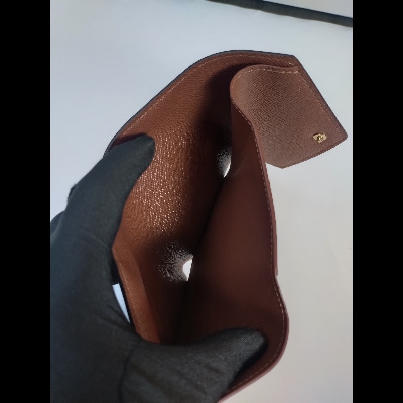 LV 金釦老花3折短方夾-14