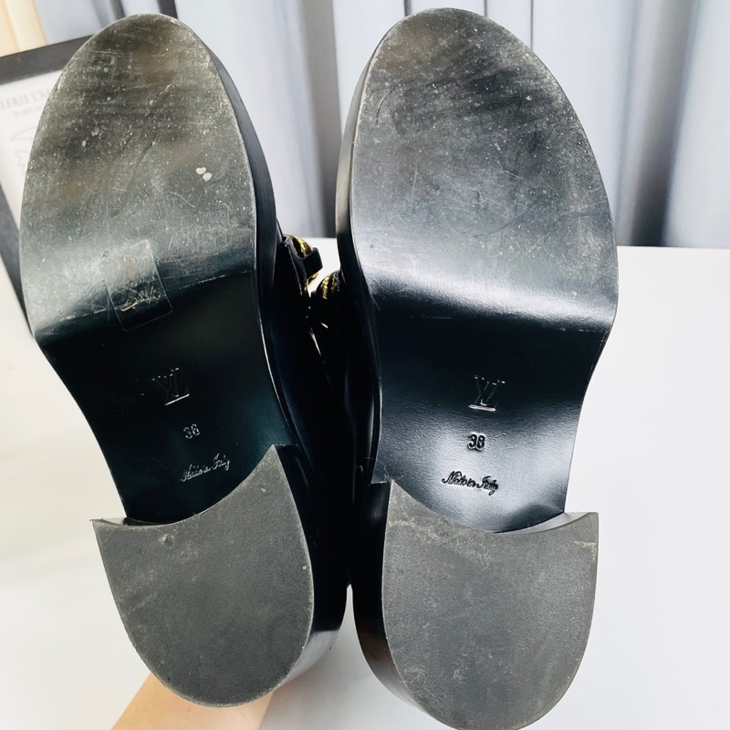 LV路易威登金屬粗鏈條樂福鞋 黑色 38碼 98新-3