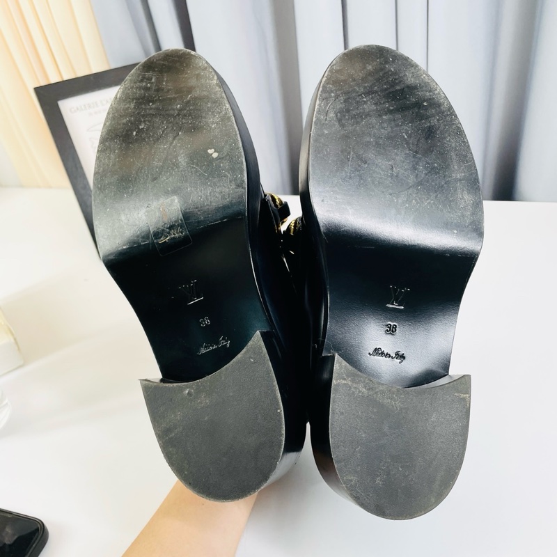 LV路易威登金屬粗鏈條樂福鞋 黑色 38碼 98新-5