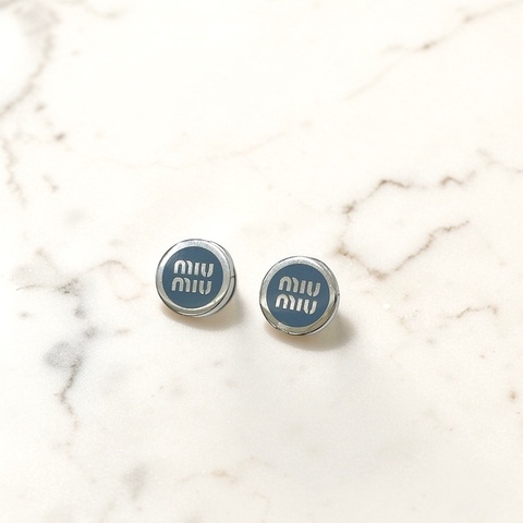 莉亞精品♡Miumiu 藍銀圓耳環 二手