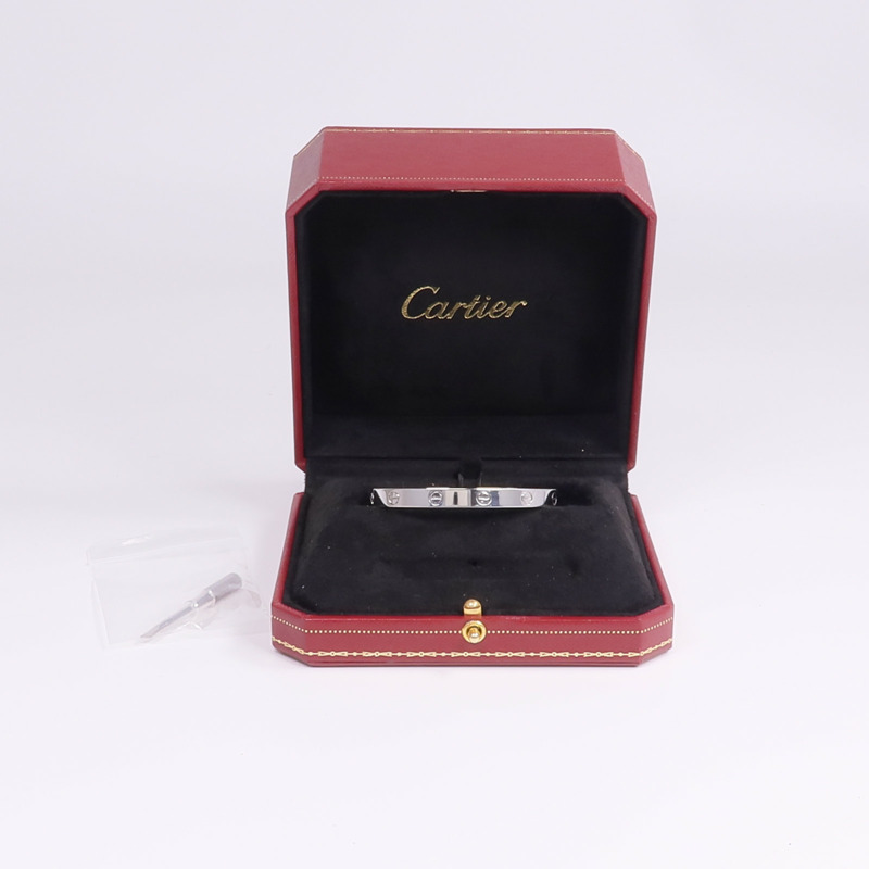 CARTIER 18K白金Love Bangle手鐲Cartier#17-8
