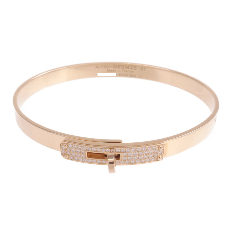 HERMES 18K玫瑰金Kelly Diamond Bracelet鑽石手鐲-0