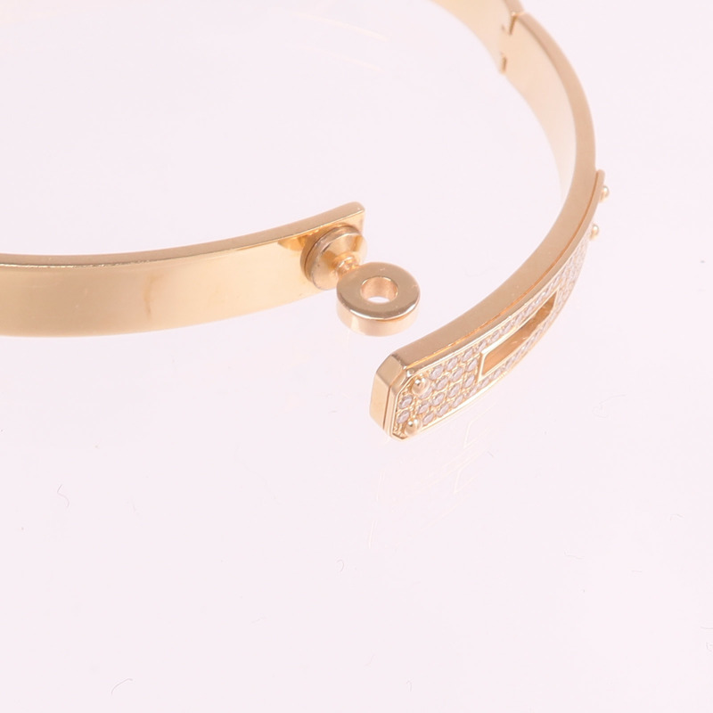 HERMES 18K玫瑰金Kelly Diamond Bracelet鑽石手鐲-6