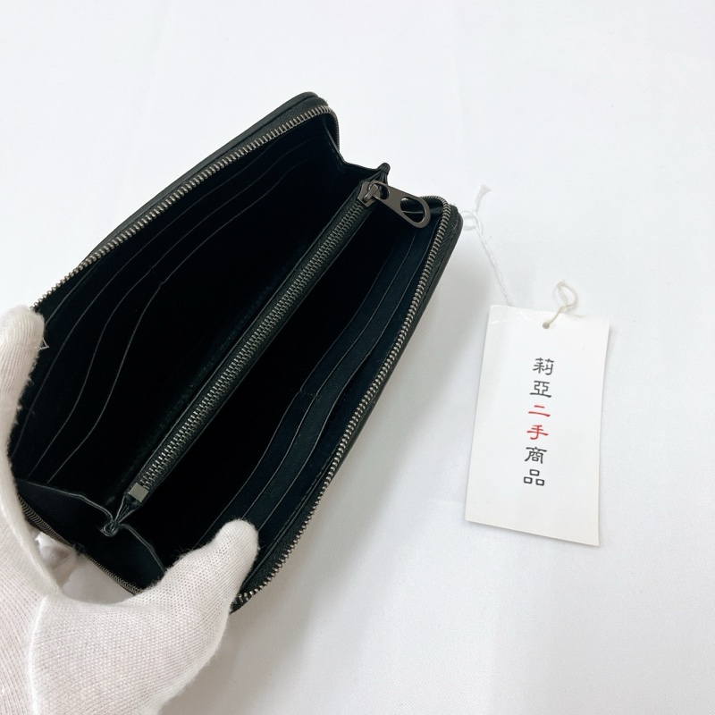 莉亞精品♡BV 小編織半開長夾 黑 二手-11