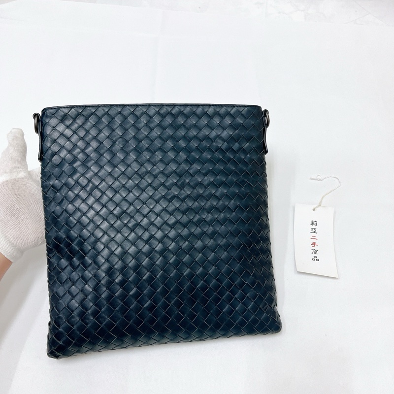 莉亞精品♡BV 小編織 肩背 斜背包 深藍 二手-1