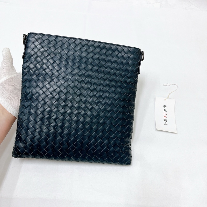 莉亞精品♡BV 小編織 肩背 斜背包 深藍 二手-2