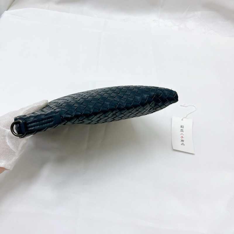 莉亞精品♡BV 小編織 肩背 斜背包 深藍 二手-6