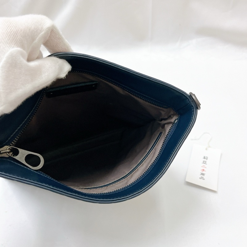 莉亞精品♡BV 小編織 肩背 斜背包 深藍 二手-11