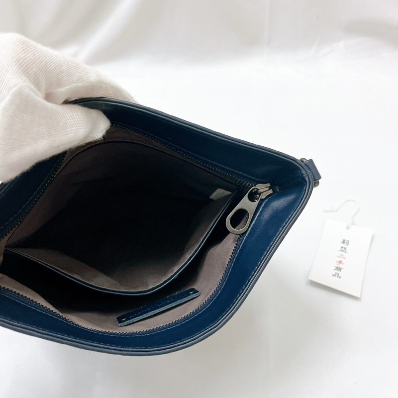 莉亞精品♡BV 小編織 肩背 斜背包 深藍 二手-12