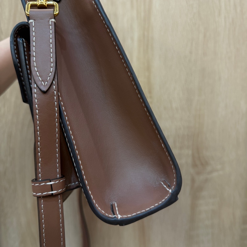 Burberry 米帆布咖牛皮mini pocket手提斜背包-1