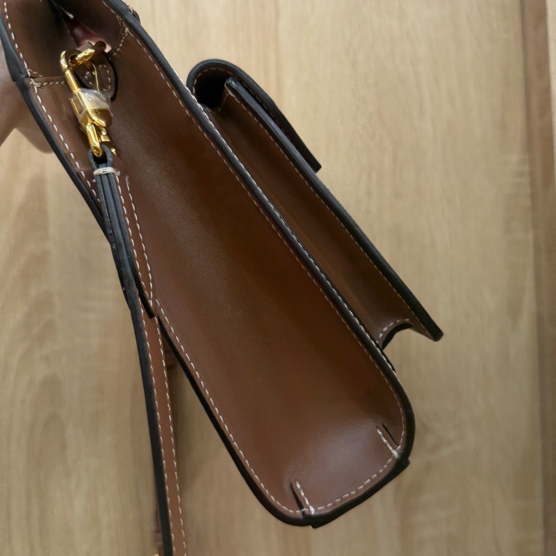 Burberry 米帆布咖牛皮mini pocket手提斜背包-3