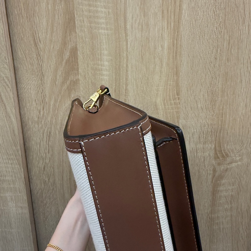 Burberry 米帆布咖牛皮mini pocket手提斜背包-8