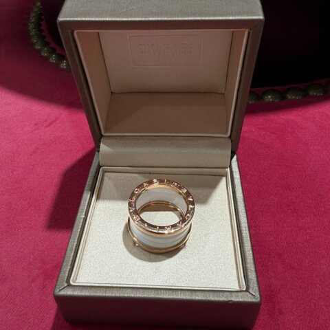 寶格麗 白陶瓷寬版戒指53