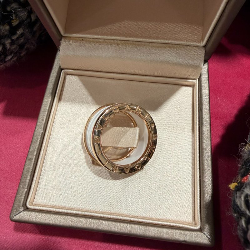 寶格麗 白陶瓷寬版戒指53-2