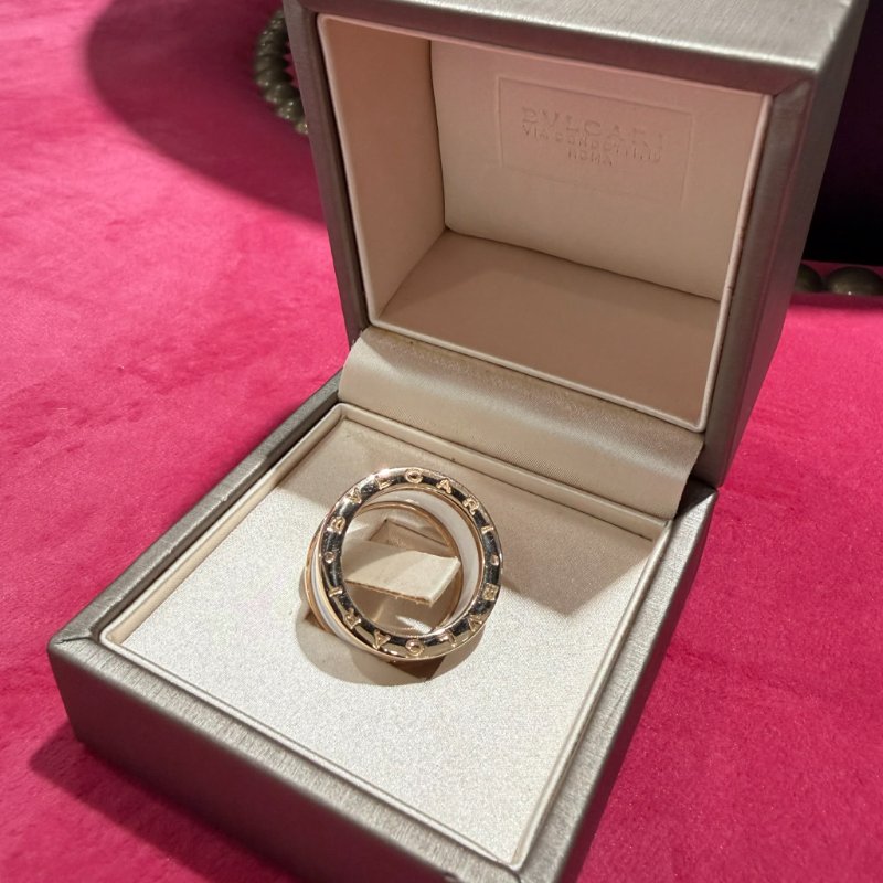 寶格麗 白陶瓷寬版戒指53-3