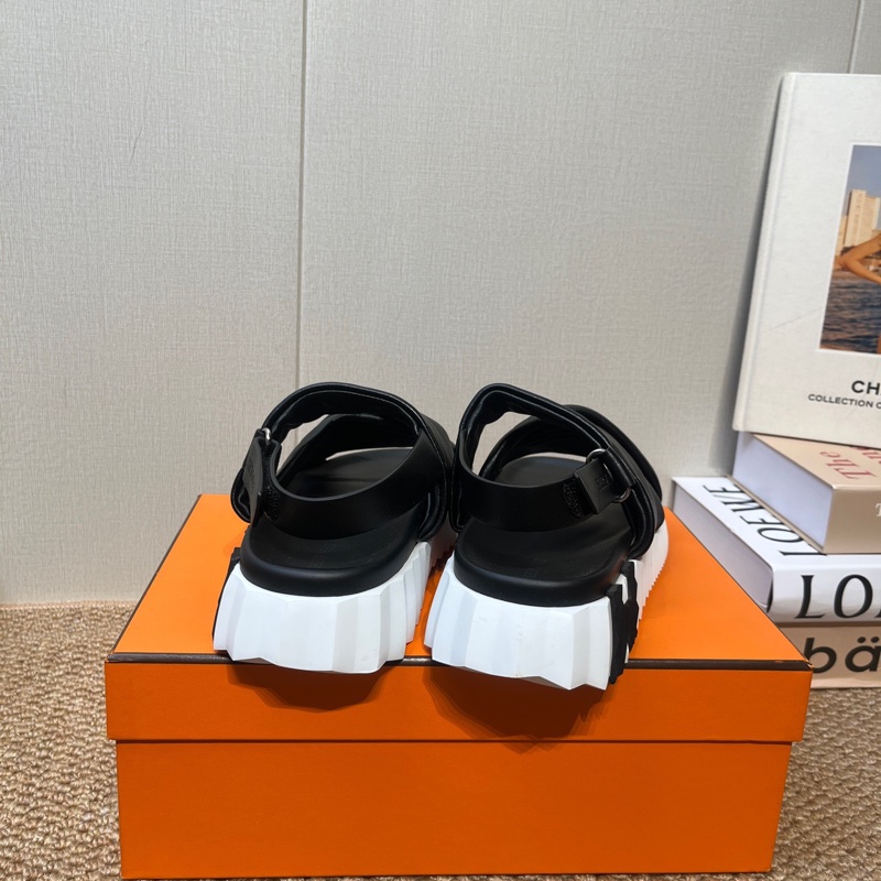 Hermes 愛馬仕  Electric 魔術貼休閒 一字帶涼鞋 黑色 38碼-3