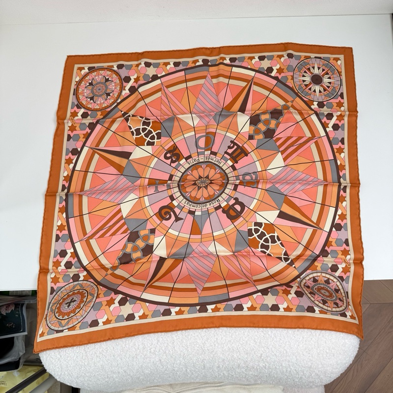 Hermes/愛馬仕 Rose de Campagne桑蠶絲絲巾65*65cm-7