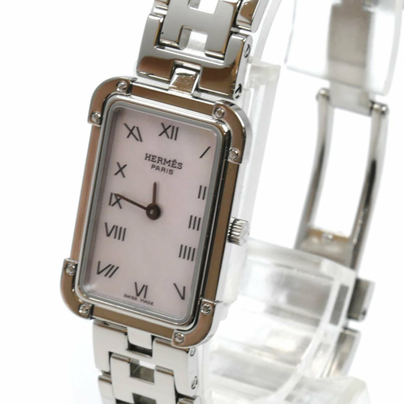 愛馬仕 Croisière 粉紅色貝殼腕錶,電池驅動(CR2.210),女士款-1