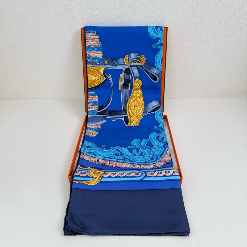 HERMES/愛馬仕 全新 桑蠶絲絲巾 90*90cm-1