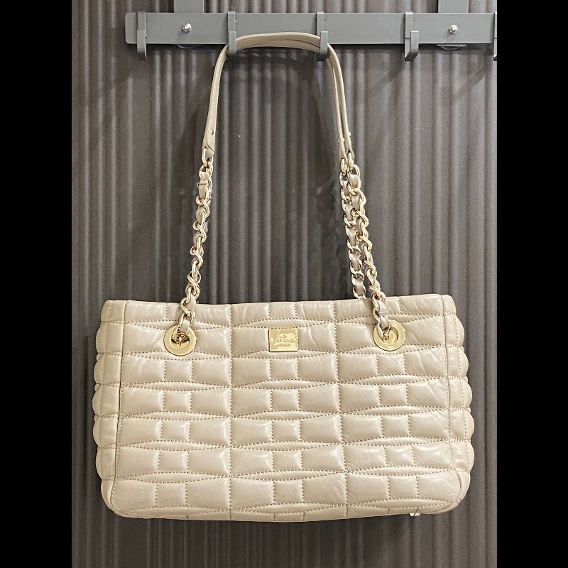 kate spade 卡其灰 鏈條肩背托特包-0