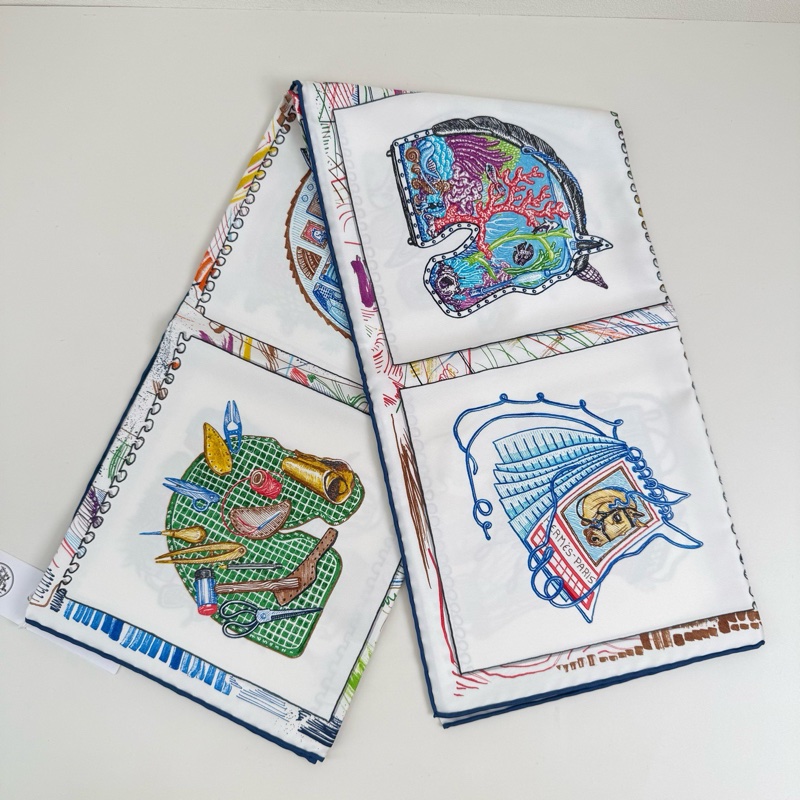 HERMES/愛馬仕 桑蠶絲絲巾 全新帶盒帶標90*90-3