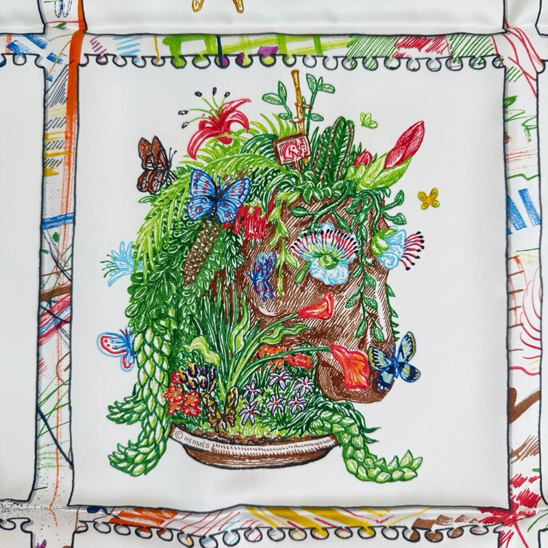 HERMES/愛馬仕 桑蠶絲絲巾 全新帶盒帶標90*90-5