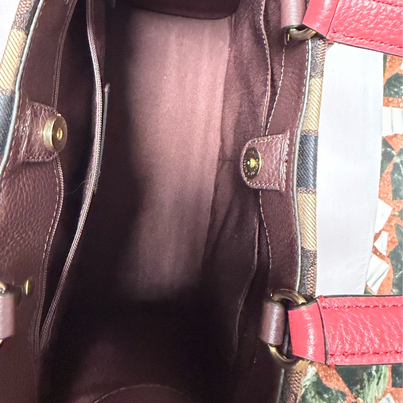 COACH老花桃色拼接提袋 /側背包 /手提包-11