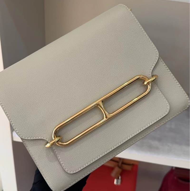 🌈Hermes🧡Roulis 23🧡奶昔白金🌟98.5新🌟🌈🌟Evercolor皮🌟Stamp D🌟豬鼻子🌟愛馬仕🌟-1