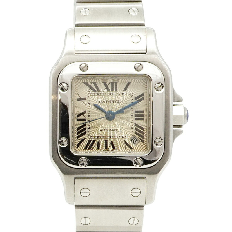 卡地亞 Santos Galbee SM W20054D6 銀色錶盤小姐腕錶-0