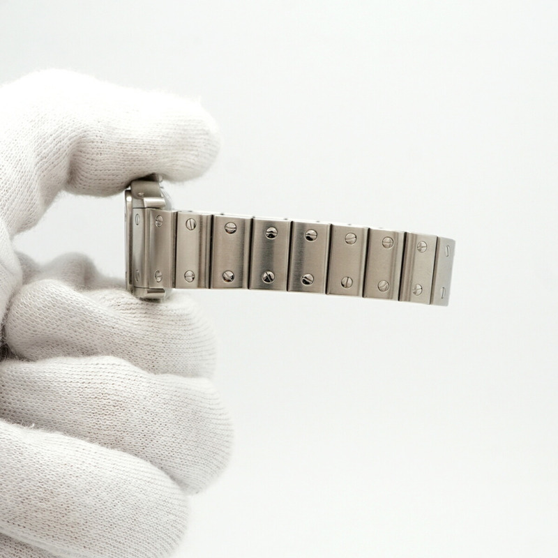 卡地亞 Santos Galbee SM W20054D6 銀色錶盤小姐腕錶-5