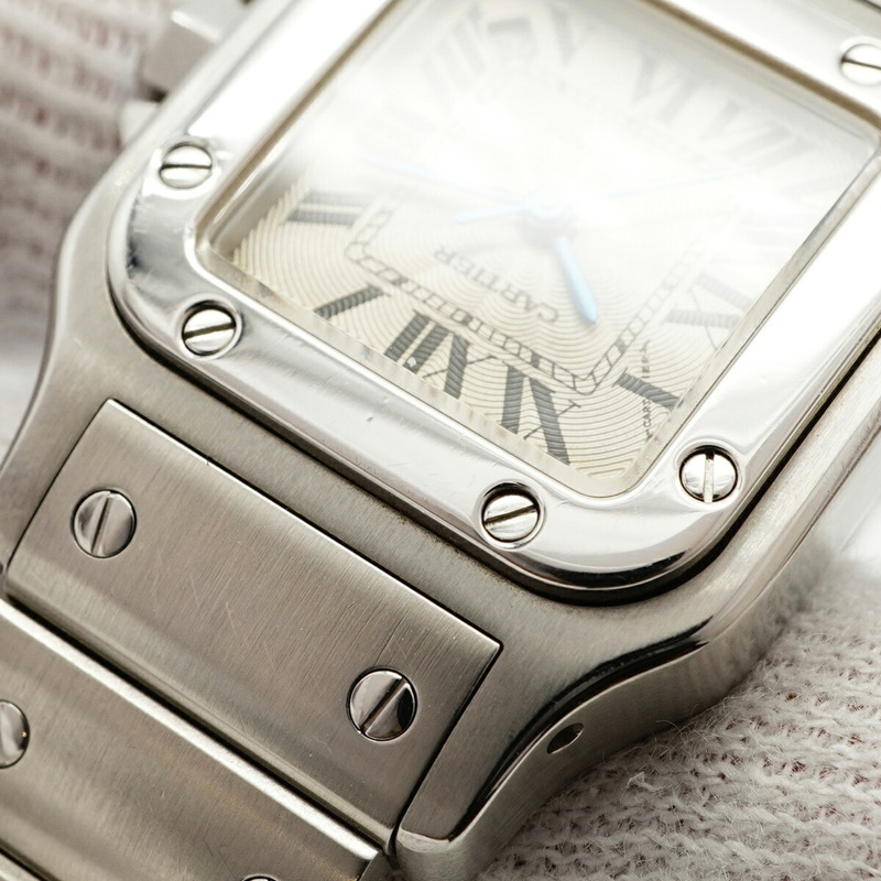 卡地亞 Santos Galbee SM W20054D6 銀色錶盤小姐腕錶-6