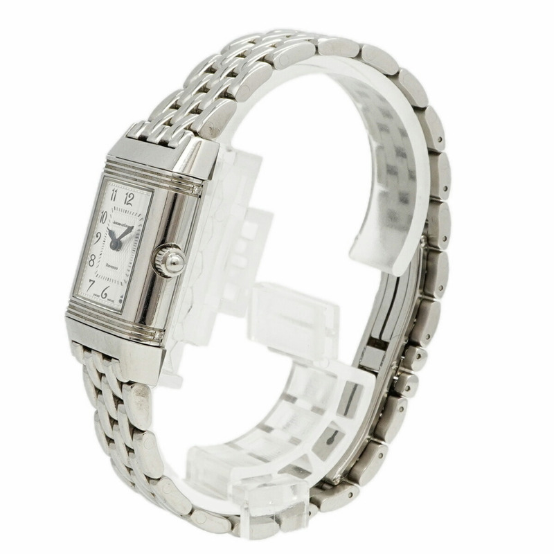 積家 Reverso Duetto 266.8.44 銀白珍珠母貝錶盤女錶-1