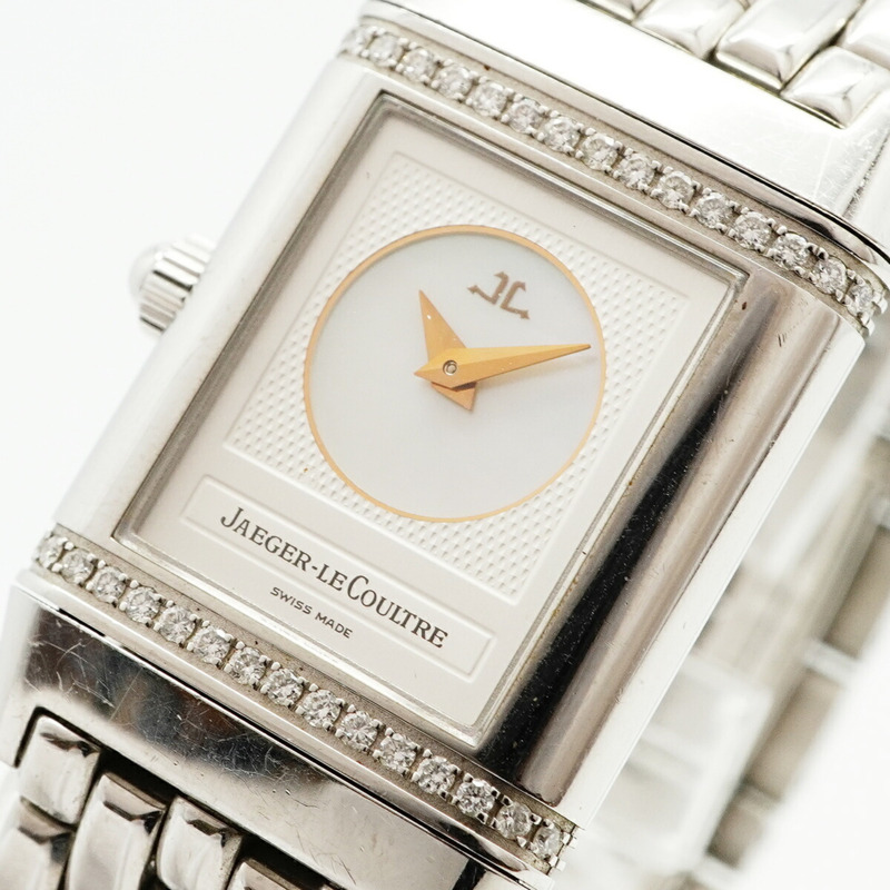 積家 Reverso Duetto 266.8.44 銀白珍珠母貝錶盤女錶-6