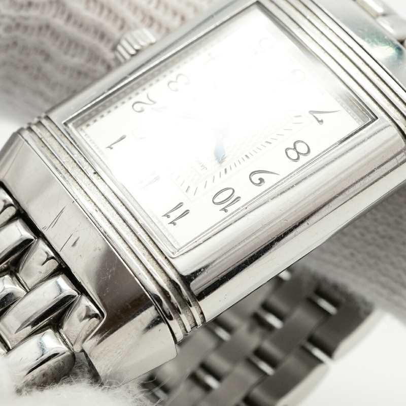 積家 Reverso Duetto 266.8.44 銀白珍珠母貝錶盤女錶-7