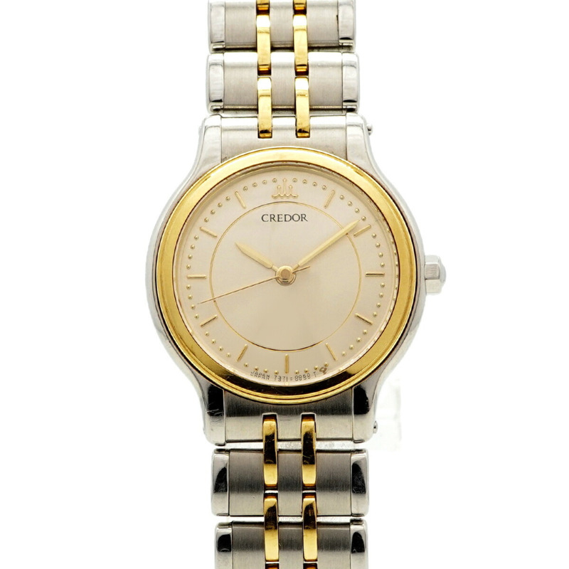 精工 Credor 7371-0040 銀色錶盤女士腕錶-0