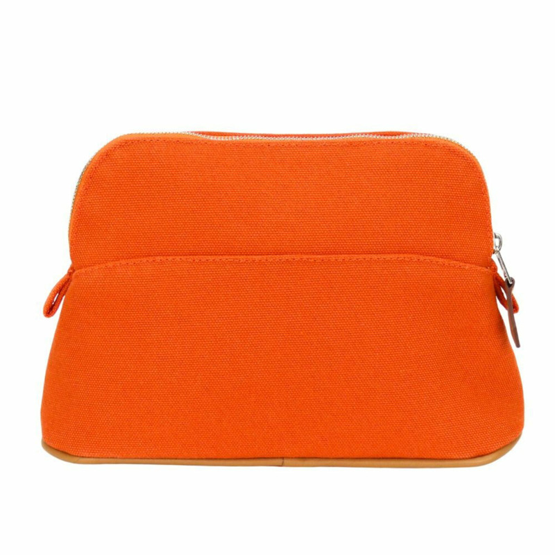 愛馬仕 Bolide 迷你手拿包,棉帆布包,皮革,橙色(Feu),女士款-2