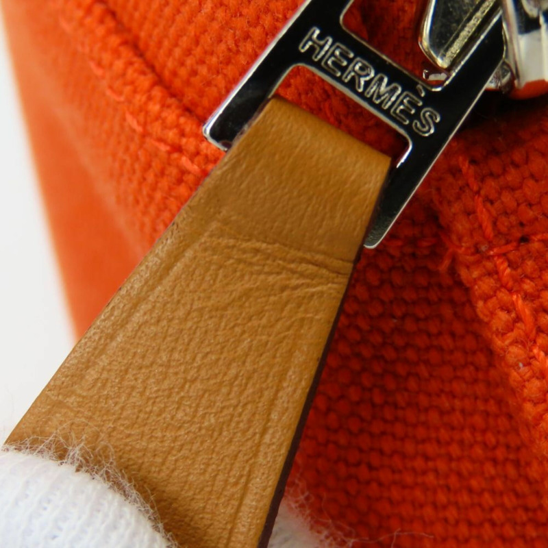 愛馬仕 Bolide 迷你手拿包,棉帆布包,皮革,橙色(Feu),女士款-6
