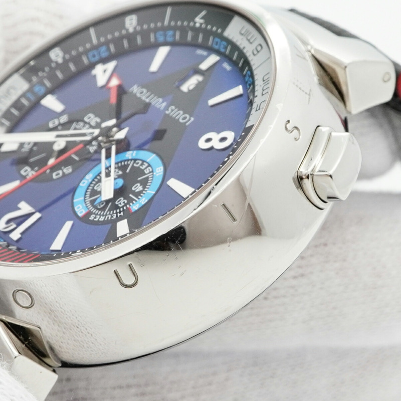 路易威登 Tambour Regatta Q102D 海軍藍錶盤男士腕錶-5