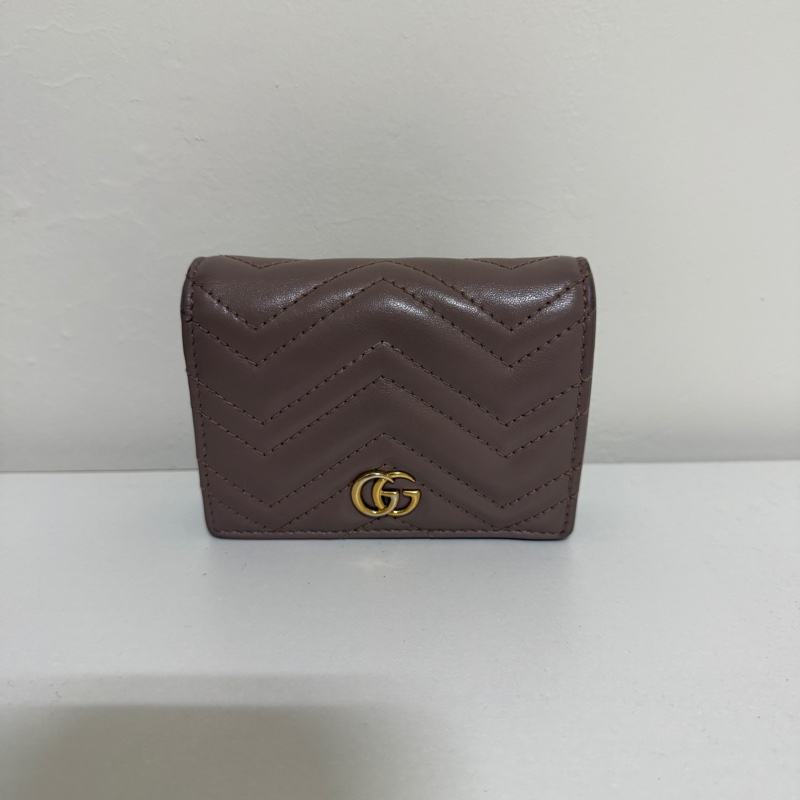 GUCCI 466492 Marmont 藕色雙G零錢袋短夾-1