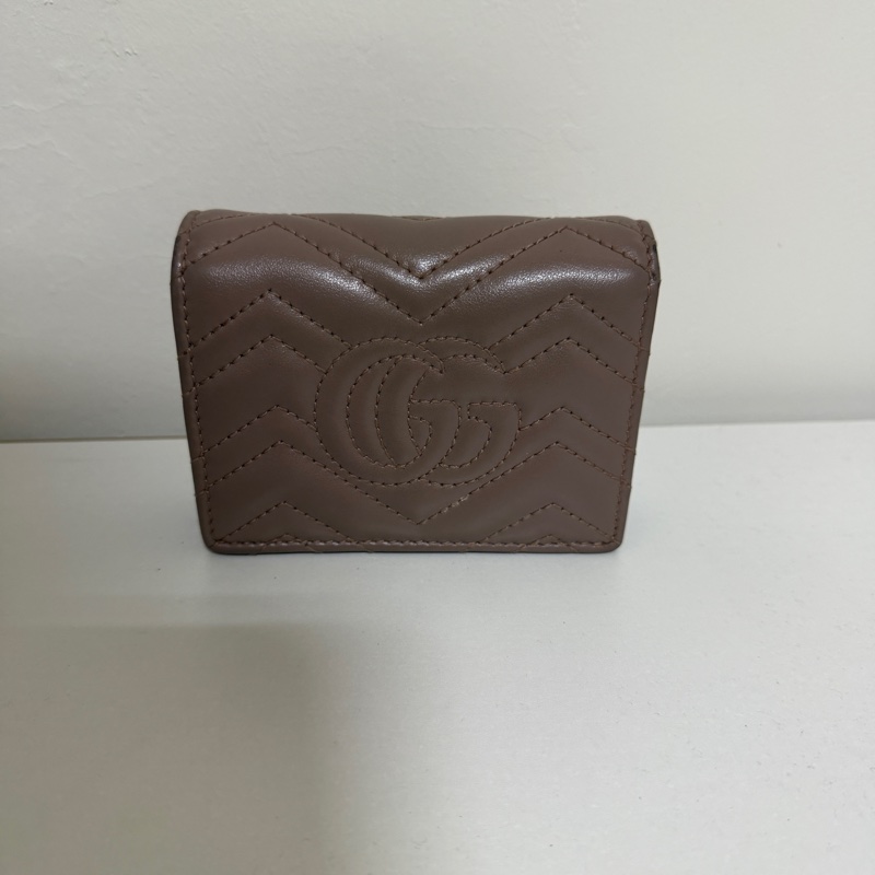 GUCCI 466492 Marmont 藕色雙G零錢袋短夾-2
