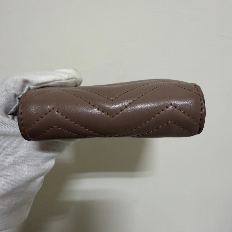 GUCCI 466492 Marmont 藕色雙G零錢袋短夾-3