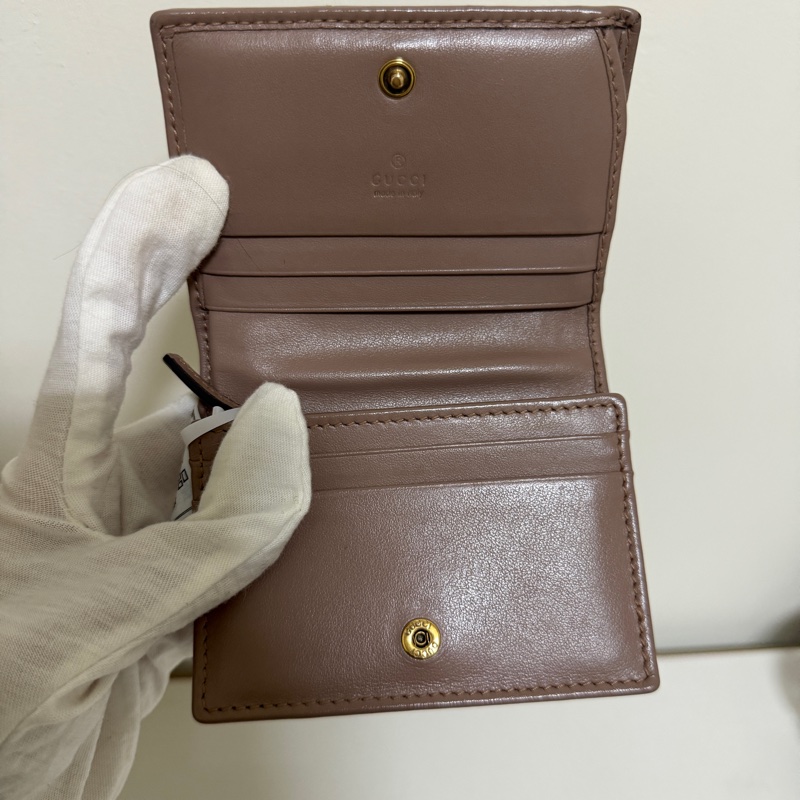 GUCCI 466492 Marmont 藕色雙G零錢袋短夾-5