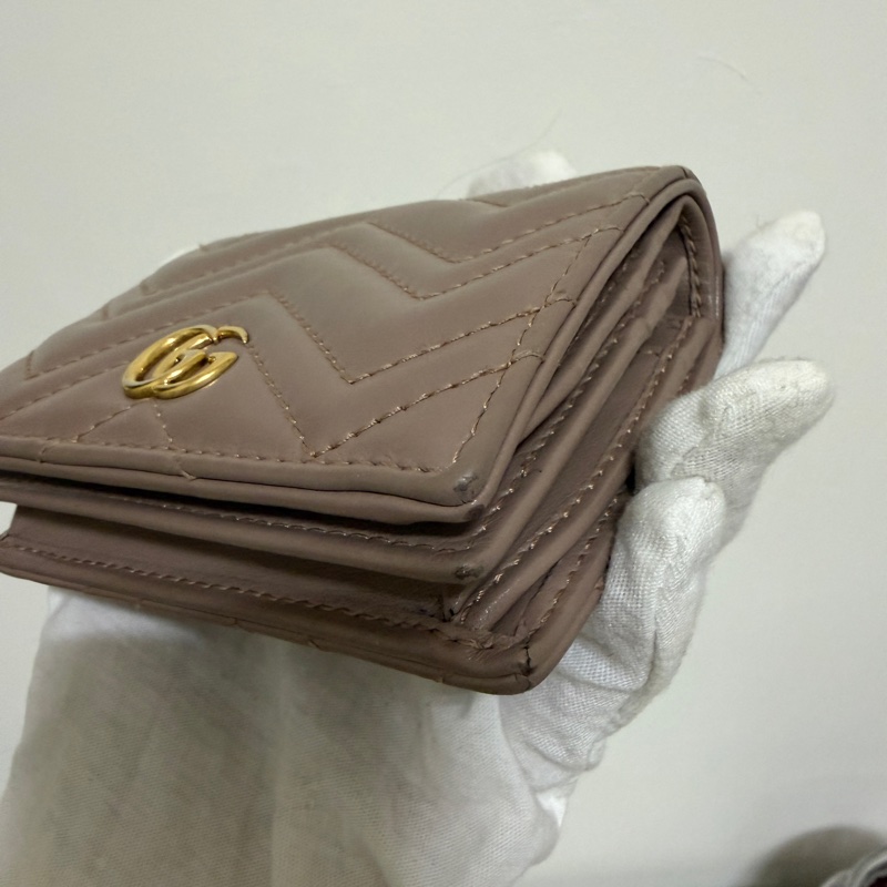 GUCCI 466492 Marmont 藕色雙G零錢袋短夾-11