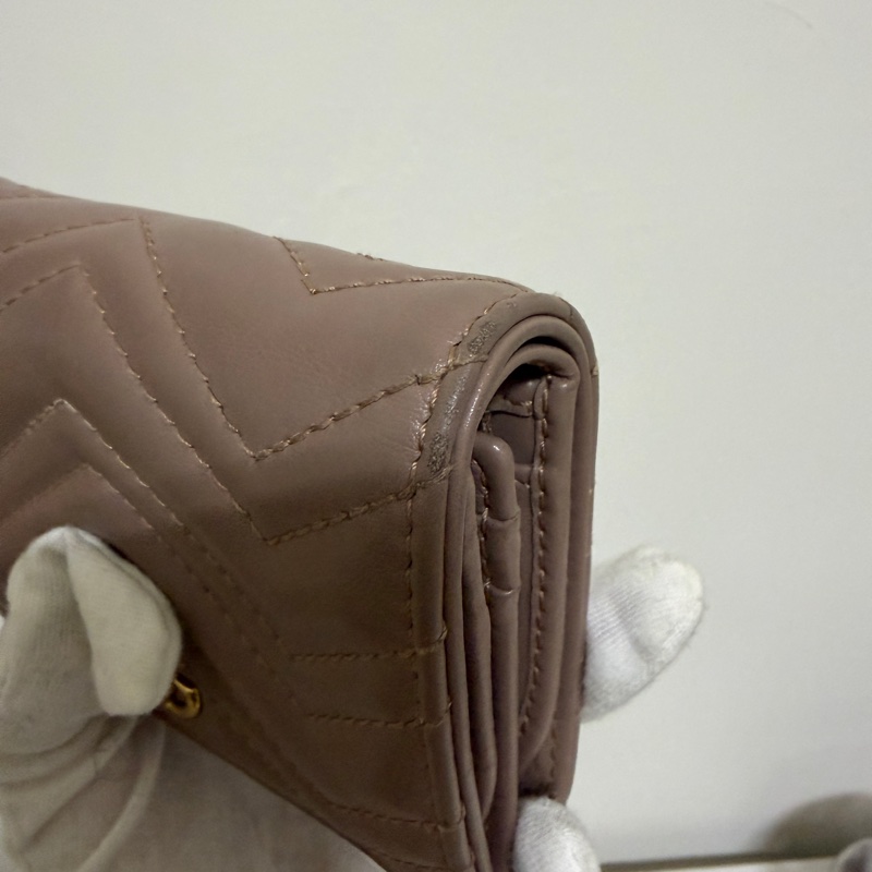GUCCI 466492 Marmont 藕色雙G零錢袋短夾-16