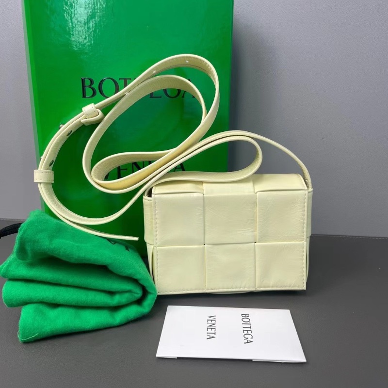 BV Candy Cassette 系列 mini 六格 米黃色 編織包 油蠟皮12*8.5*4.5 98新配件塵袋 盒子-2